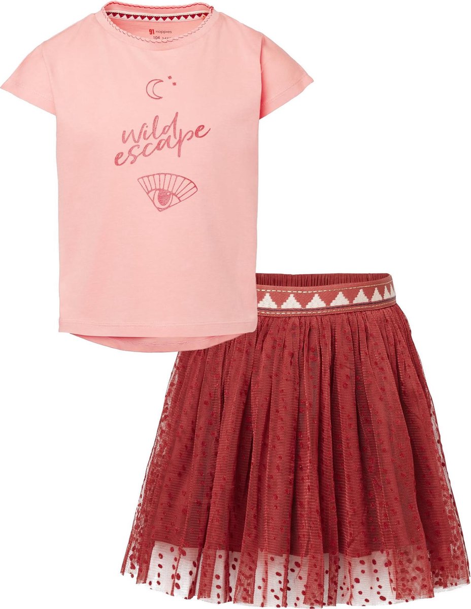 Noppies - Kledingset - Meisjes - 2delig - Rok LANGDALE Marsala - Shirt LEAMEADOWN - Maat 104