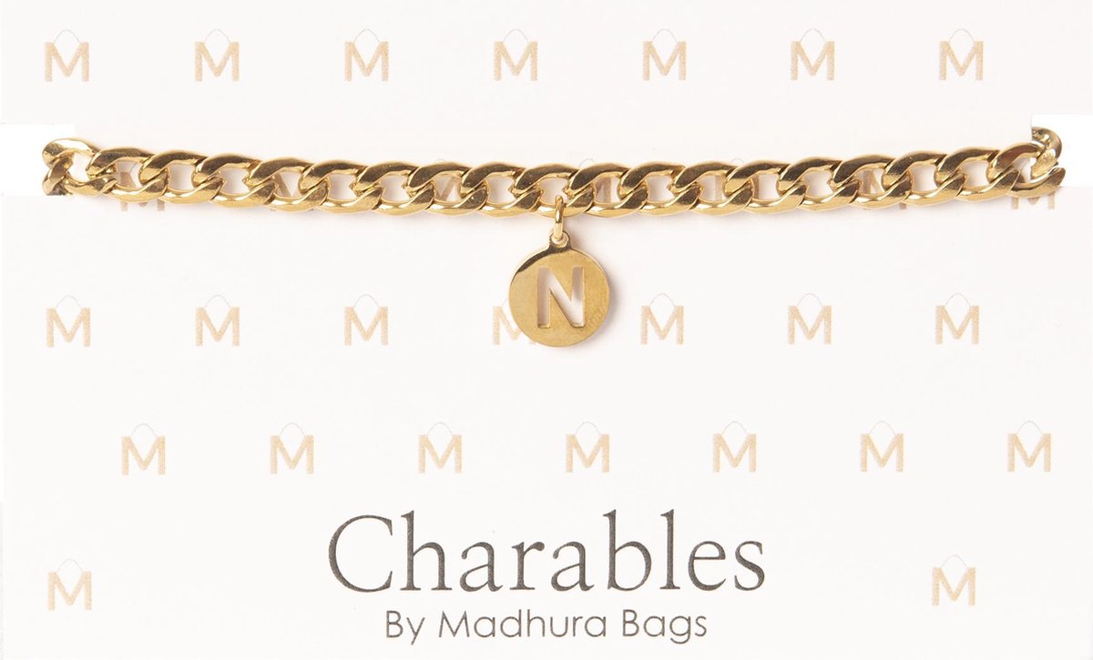 Charables by Madhura Bags Armband Elegance Goud – Waterproof – Hypoallergeen – RVS - Naamletter N