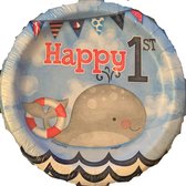 gebaksbord 1 jaar Feestborden 1 Jaar  Jongens 8 Stuks 17.1 Cm 1 Jaar Jarig Verjaardag Versiering Set - Baby Kind - 1ste Verjaardagskroon - Happy Birthday Slinger Ballonnen - Jongen