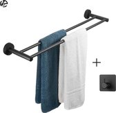 W&Z® Handdoekrek dubbel - Handdoek houder - handdoek rek Badkamer - Zwart