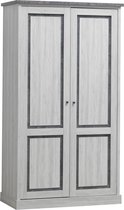 Belfurn - Emma kledingkast 2 deuren in witte eik met grijze top en profielen