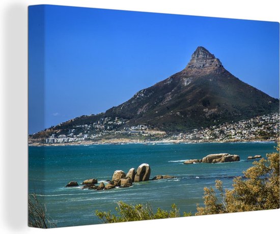 Blauw water voor de kust van Kaapstad in Zuid-Afrika Canvas 60x40 cm - Foto print op Canvas schilderij (Wanddecoratie woonkamer / slaapkamer)