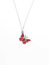 Ketting Meisje- Vlinder- Zilver- Rood- LiLaLove- Kind