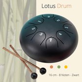 Steel Tongue Drum - Lotus Drum - 16 cm - 8 Noten - Zwart