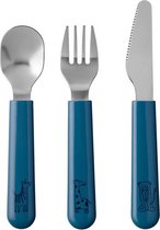 Mepal Mio – Kinderbestekset 3 –delig – bestaat uit een mes, vork en lepel– Deep blue - Ideaal voor peuters en kleuters – kinderbestek