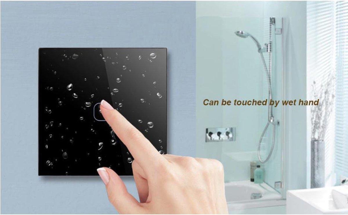 Interrupteur Tactile 2 Gangs 1 Voie En Verre Trempé – Gris – 86x86 Mm – Pour Lampe