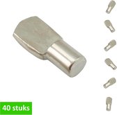 TQ4U metalen kastplankdrager - Model "lepel" -  Metaal vernikkeld - Ø 7 mm - 40 stuks