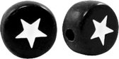Letterkraal ster - rond 7mm - zwart wit - 10 stuks