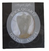 Mooi beeldje staande engel  5cm van Rock Quartz, steen kwarts, edelsteen spirituele steen in gift set.
