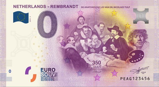 Afbeelding van het spel 0 Euro Biljet 2019 - Rembrandt - De anatomische les van Dr. Nicolaes Tulp