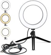 Ringlamp - 6 inch - Bureau formaat - Inclusief statief - 3 lichtstanden