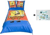 Spongebob éénpersoons dekbedovertrek 140 x 200 cm + XL muursticker PROMOpack
