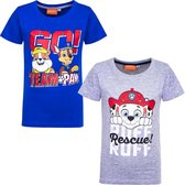 Nickelodeon Paw Patrol t-shirt - set van 2 - blauw en grijs - maat 110/116