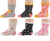 6-pack - Baby meisjes sokken giraf - 6-12 maanden