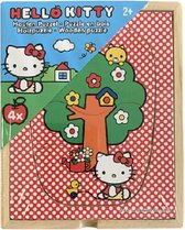 Hello Kitty puzzel 4stuks in een houten kistje - Puzzel - vanaf 2 Jaar L15xB12H3