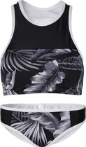 Jongedames bikini sport Retro- Zwart wit bladeren - XS (Valt klein)