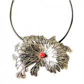 Schuifkoord- ketting-  metalen blad- allergievrij-charme Bijoux