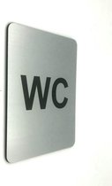 Deurbordje - WC bordje - WC - Toiletbord - Bordje - RVS Look - Pictogram - Zelfklevend – 10 cm x 12 cm x 1,6 mm - 5 Jaar Garantie