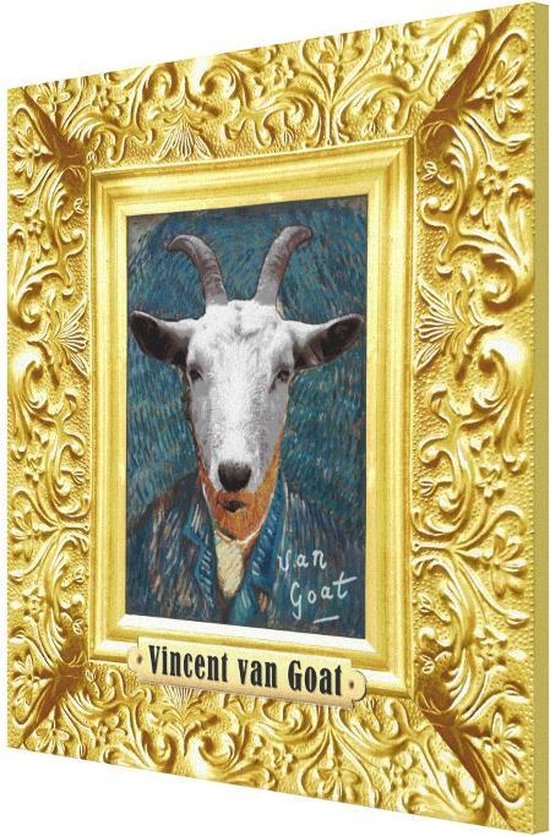 Vincent Van Goat Van Gogh - Peinture Animaux drôle - Autoportrait de chèvre - Toile 60x60cm