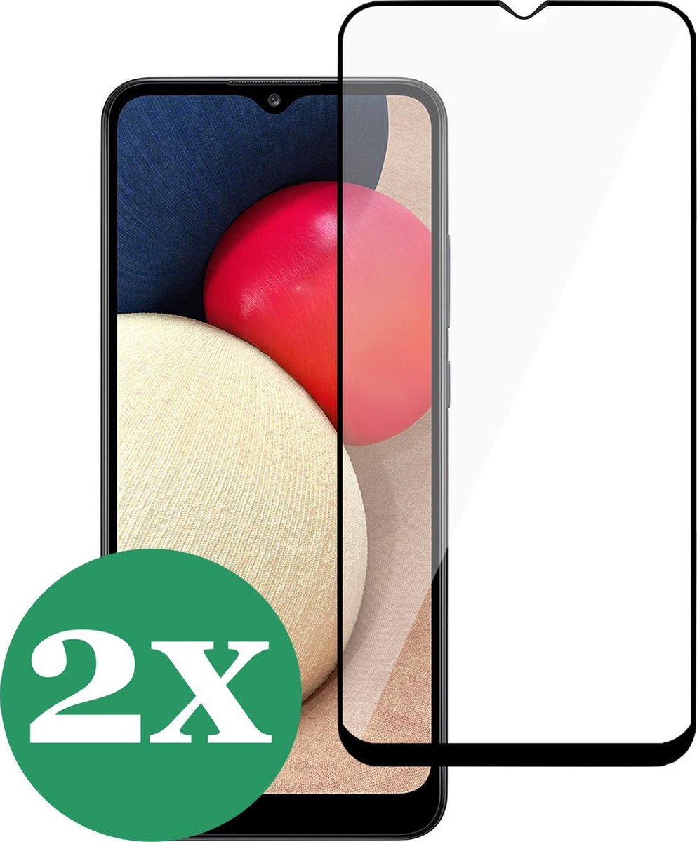 Screenprotector geschikt voor Samsung Galaxy A02s - Full Screen Protector Glas - 2 Stuks