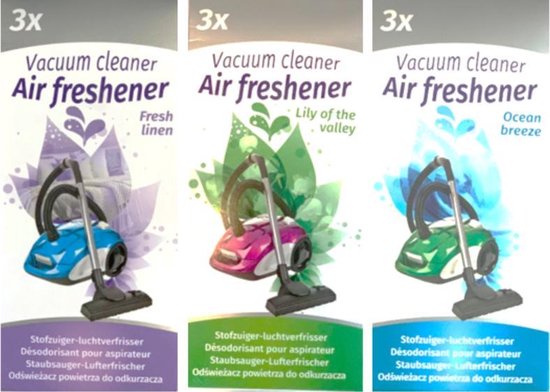 Air freshener - stofzuigerzakje - stofzuiger luchtverfrisser - geur fresh linen - geur lily of the valley - geur ocean breeze - 9 stuks - geurzakjes - verfrisser - Luchtje