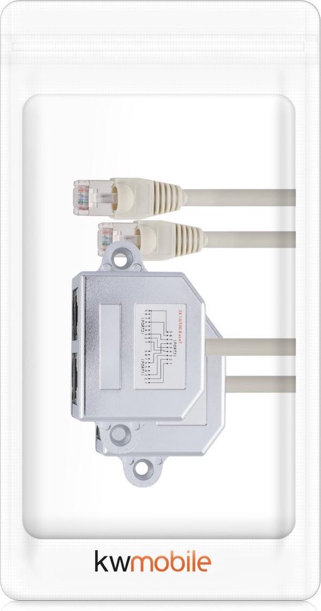 Répartiteur de câble réseau kwmobile 2x - Adaptateur avec 2 ports - 1x RJ45  vers 2x