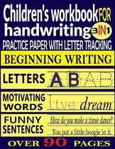 Children's workbook for handwriting practice paper with letter tracking