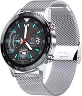 Smartwatch Rankos L13 - Sporthorloge zilver staal Armband - stijlvol - IP68 Waterdicht- 1.3 inch Vol Touchscreen - Voor Mannen - ECG Hartslag - Bloeddrukmeter - Fitness Tracker - b