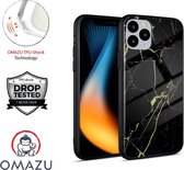 OMAZU Marble design iPhone 11 / Pro- Anti-Shock (PC/TPU) Case/ Hoesje - Achterkant 10H hoge kras krasbestendigheid / Black
