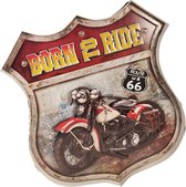 Retro Metalen Muurdecoratie - Born To Ride (design) met 6 Lichtpunten - Vintage - 45 cm x 40 cm
