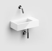 Clou Flush 3 fontein zonder kraangat met plug rechts wit keramiek B36xH9xD18cm