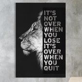 Canvas Schilderij - Quote - Leeuw Never Give Up No2 - 60 x 90 cm