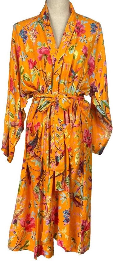 Sympton zwaan Voetzool Kimono | One Size | Badjas | Kaftan |Paradise Oranje | Kamerjas |  Ochtendjas | Bad &... | bol.com