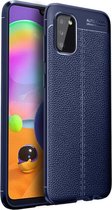 Samsung Galaxy A02s hoesje - MobyDefend TPU Gelcase - Lederlook - Navy blauw - GSM Hoesje - Telefoonhoesje Geschikt Voor: Samsung Galaxy A02s