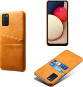 Samsung Galaxy A02s hoesje - MobyDefend Lederen Backcover Met Vakjes Voor Pasjes - Cognacbruin - GSM Hoesje - Telefoonhoesje Geschikt Voor: Samsung Galaxy A02s