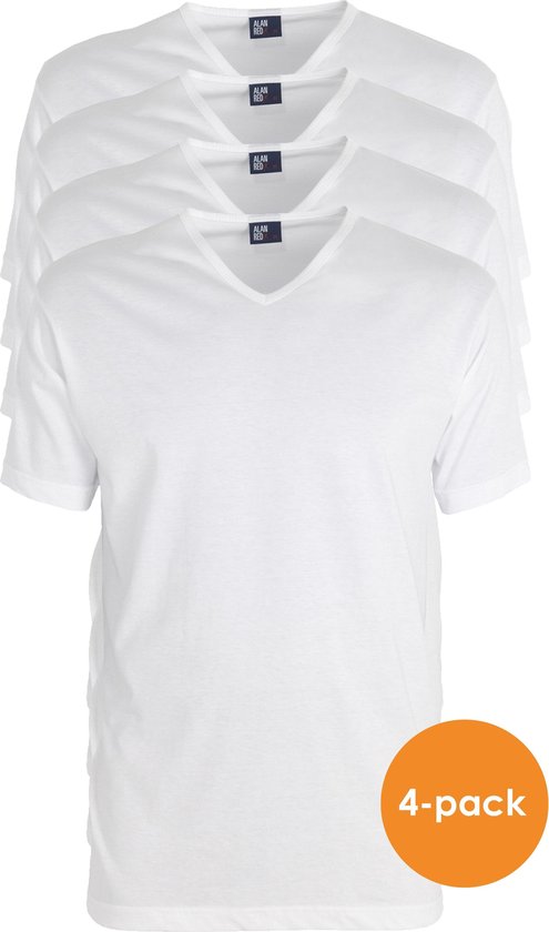 T-shirts ALAN RED Vermont extra long (pack de 4) - col V- blanc - Taille: XL