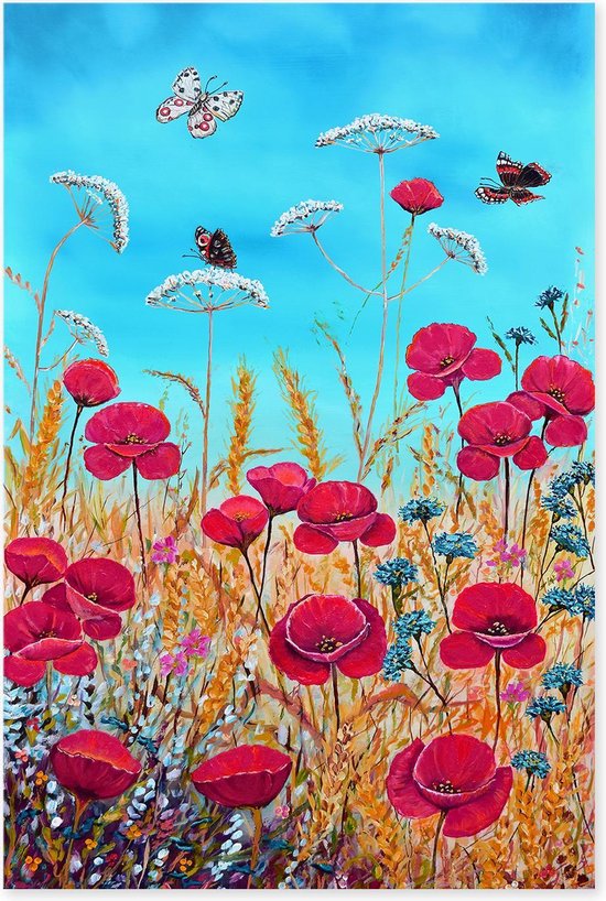 Graphic Message - Tuin Schilderij op Outdoor Canvas - Bloemen met Vlinders  en... | bol.com