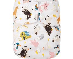 HappyBear - Pocketluier Boerderij | 4-15kg - Onesize - Wasbare luiers - Herbruikbare luiers
