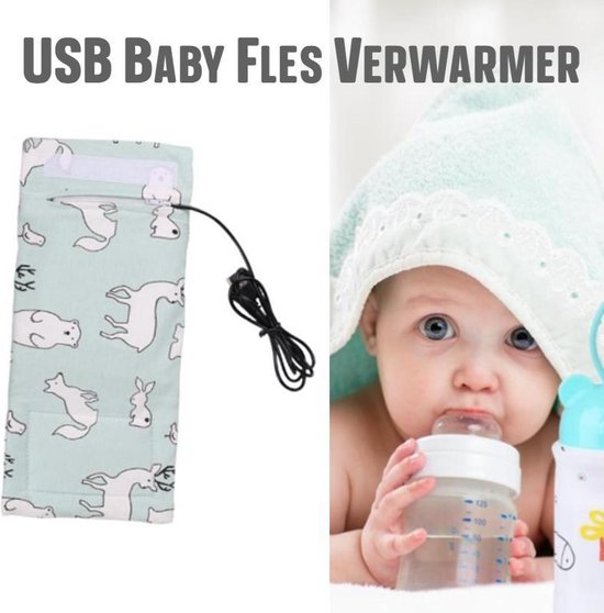 Allernieuwste 2 STUKS USB Baby Fles Warmer model Blauwe Dieren - Heater - Reisaccessoire - Draagbaar - Klittenband - Kleur van Allernieuwste — afbeelding 2