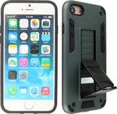 Stand Shockproof Telefoonhoesje - Magnetic Stand Hard Case - Grip Stand Back Cover - Backcover Hoesje voor iPhone SE 2020 - iPhone 8 - iPhone 7 - Donker Groen