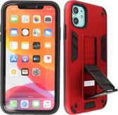 Hoesje met Magnetic Stand Hard Case Geschikt voor de iPhone 11 - Stand Shockproof Telefoonhoesje - Grip Stand Back Cover - Rood