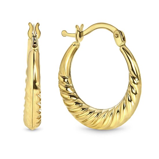 Juwelier Emo - Boucles d' Boucles d'oreilles Or jaune Modèle Coquillage - 14 Carats - MOYENNE - Diamètre 15 MM