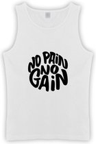 Witte Tanktop “ No Gain No Pain “ maat M