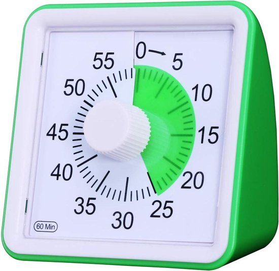 Minuterie - Vert - Enfant - 60 minutes - Horloge d'apprentissage - | bol