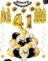 41 jaar verjaardag feest pakket Versiering Ballonnen voor feest 41 jaar. Ballonnen slingers sterren opblaasbare cijfers 41