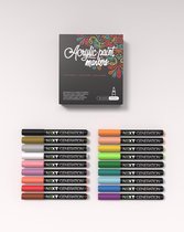 Premium Acryl Stiften 18 stuks - Acrylic navulbare permanent marker painter pen - Acrylverf kleuren - 0.7 mm - knutselen meisjes en jongens | Happy Stones