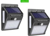 LED Buitenlamp met bewegingssensor – 2 Stuks – 100 LEDs op Zonne-energie