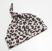 RiFresh | knoopmutsje leopard met goud folie | newborn - baby