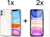 iParadise iPhone 12 hoesje siliconen case transparant hoesjes cover hoes - 2x iPhone 12 screenprotector