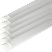 6x HOFTRONIC - LED Batten 60cm - 20W 2400 Lumen - 6400K Daglicht wit - LED TL Armatuur - Voor werkplaats, schuur en als onderbouwverlichting - Incl. montageklemmen & quick connecto